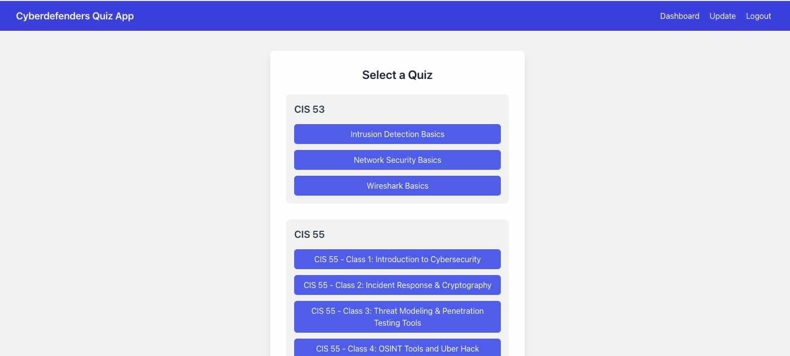 CyberQuiz Interface